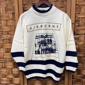 Men's Airborne Commando Squadron Cream and Blue Sweater